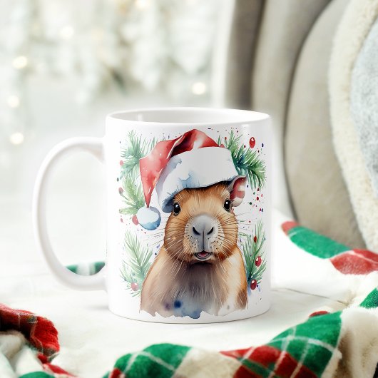 Watercolor Festival Capybara Christmas Mug