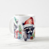 Watercolor Festive Raccoons Christmas Mug (Devant gauche)