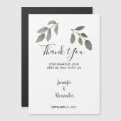 Watercolor feuilles merci carte magnétique Mariage (Devant / Derrière)