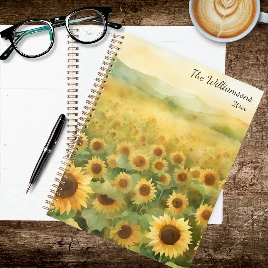 Watercolor Field of Sunflowers Planner