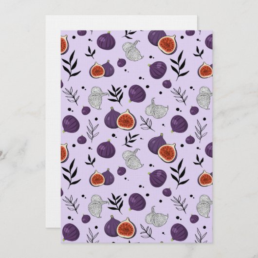 Watercolor Figs And Leaves Seamless Pattern Kaart (Voorkant / Achterkant)