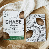 Watercolor First Down Football Invitation Annivers