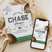 Watercolor First Down Football Invitation Annivers