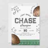 Watercolor First Down Football Invitation Annivers (Devant)