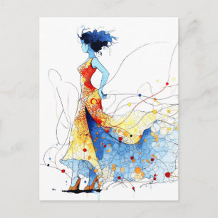 Watercolor Flamenco Danser – Vreugde in Beweging # Briefkaart
