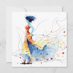 Watercolor Flamenco Danser – Vreugde in Beweging # Feestdagenkaart