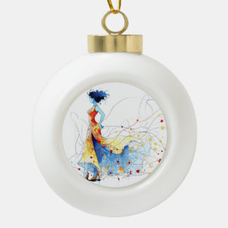 Watercolor Flamenco Danser – Vreugde in Beweging # Keramische Bal Ornament