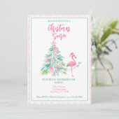 Watercolor Flamingo Christmas Soirée Invitation (Debout devant)