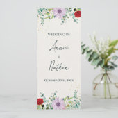 Watercolor Fleur sauvage Floral Wedding Programme (Debout devant)