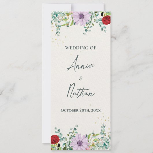 Watercolor Fleur sauvage Floral Wedding Programme (Devant)
