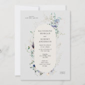 Watercolor Fleurs sauvages Élégante invitation de (Devant)