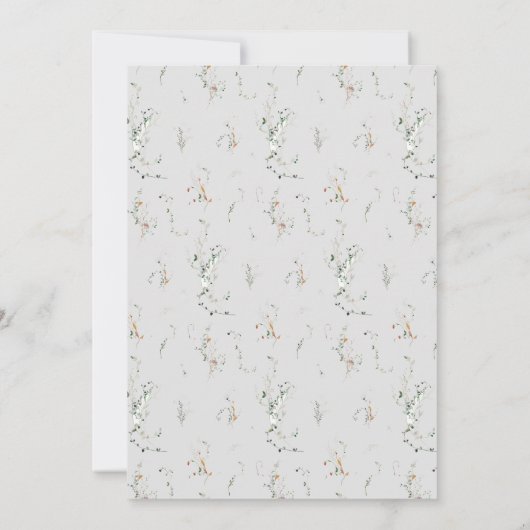 Watercolor Fleurs sauvages Élégante invitation de (Dos)