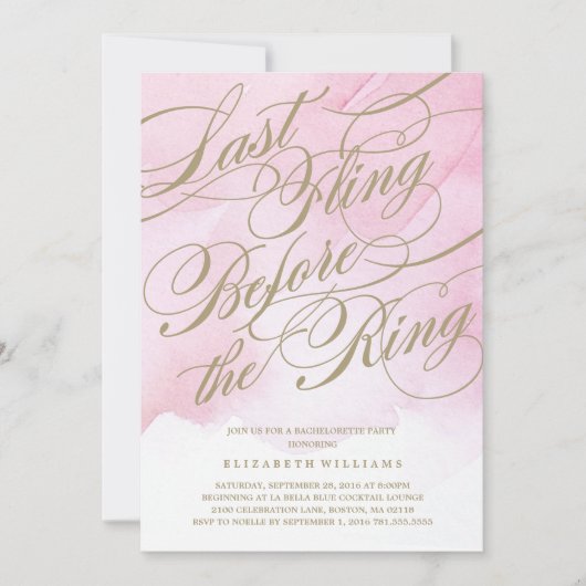 Watercolor Fling Bachelorette Party Invitation (Devant)