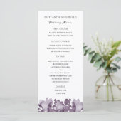 Watercolor Floral Améthyst Menu Mariage (Debout devant)