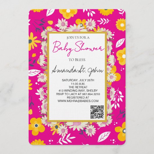 Watercolor Floral Baby Shower Invitation (Devant)