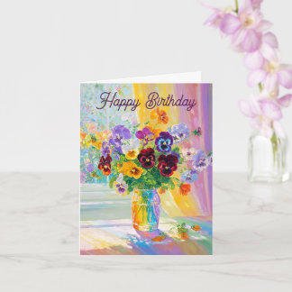 Watercolor Floral Birthday Kaart
