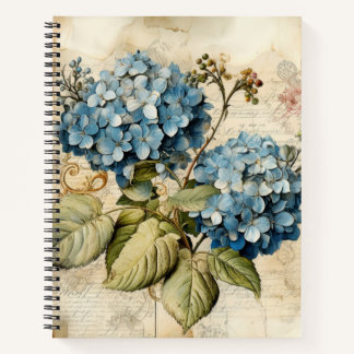 Watercolor Floral Blue Hydrangea Notitieboek