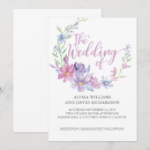 Watercolor Floral Botanique Wreath | Carte Mariage (Devant / Derrière)