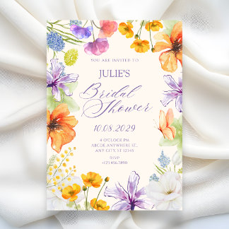 Watercolor floral bridal shower kaart