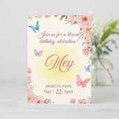 Watercolor Floral Christian Birthday Invitation  (Debout devant)