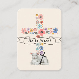 Watercolor Floral Cross He Is Risen Easter Prayer  Plaatskaartje
