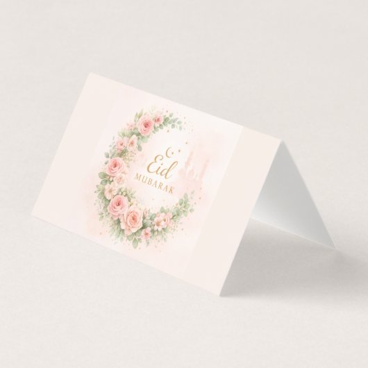 Watercolor Floral Eid Mubarak Card – Romantic Isla (Front)