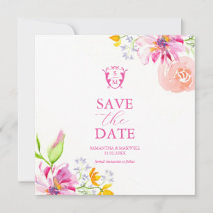 Watercolor Floral Enregistrer La Date Invitations