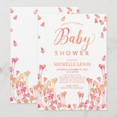 Watercolor Floral Fall Girl Baby shower Invitation (Devant / Derrière)