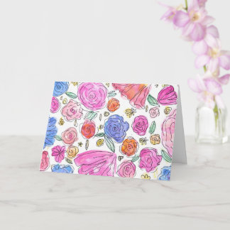 Watercolor Floral Greeting Card (Blank Inside) Kaart