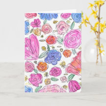 Watercolor Floral Greeting Card (Blank Inside)