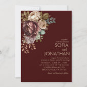 Watercolor floral hiver mariage Invitation (Devant)