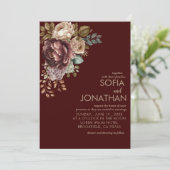 Watercolor floral hiver mariage Invitation (Debout devant)