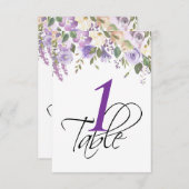 Watercolor Floral Lavender Mariage Numéro de table (Devant / Derrière)