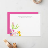 Watercolor Floral Merci Cartes de notes (Devant/Arrière en situation)