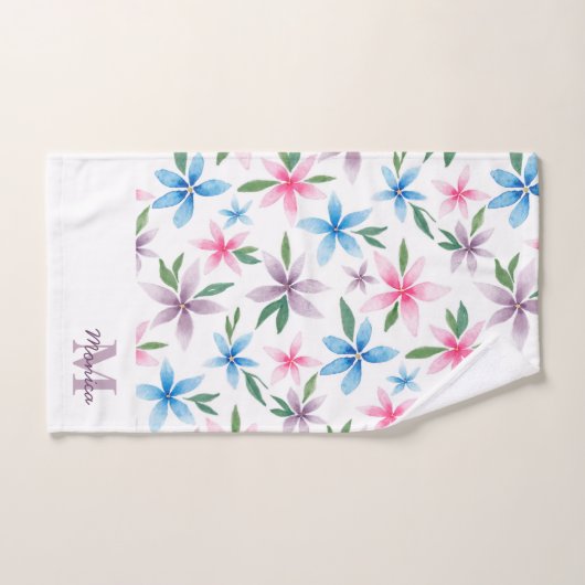 Watercolor Floral Monogram (Serviette à main)