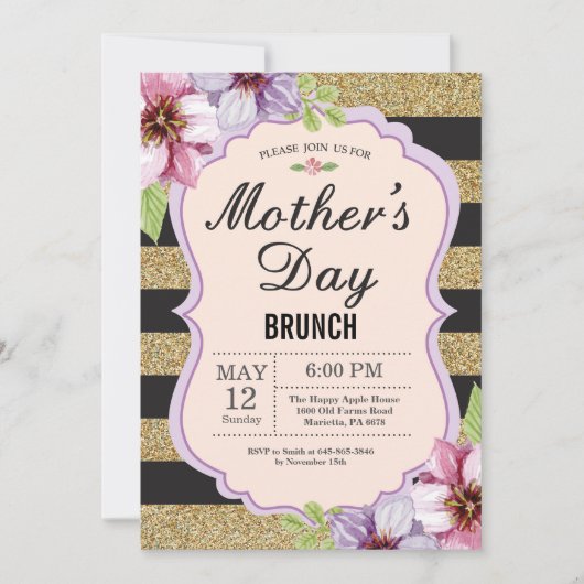 Watercolor Floral Mothers Day Brunch Invitation (Devant)