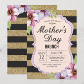 Watercolor Floral Mothers Day Brunch Invitation (Devant / Derrière)