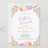 Watercolor Floral Pâques Brunch Party Invitation (Devant)