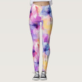 Watercolor Floral Pastel Leggings (Devant)