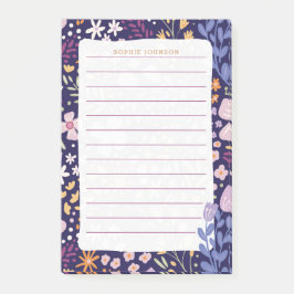 Watercolor Floral Pattern Flowers Purple Girly Post-it® Notes