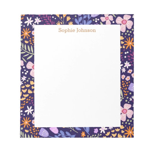 Watercolor Floral Pattern Pretty Personalized Notitieblok (Voorkant)
