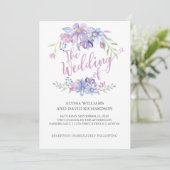 Watercolor Floral Peony Wreath | Carte Mariage (Debout devant)
