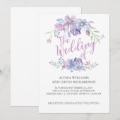 Watercolor Floral Peony Wreath | Carte Mariage (Devant / Derrière)