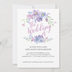 Watercolor Floral Peony Wreath Carte Mariage