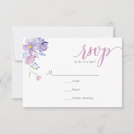 Watercolor Floral Peony Wreath | Carte RSVP de mar (Devant)