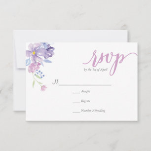 Watercolor Floral Peony Wreath Carte RSVP de mar
