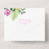 Watercolor Floral Pink Peonies Photo Quinceañera  All In One Uitnodiging (Achterkant)