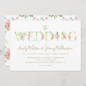 Watercolor Floral Spring Wedding Invitation (Devant / Derrière)
