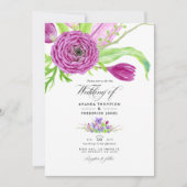 Watercolor Floral Spring Wedding Invitation (Devant)