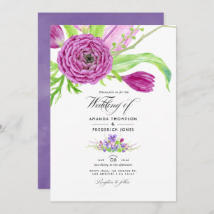 Watercolor Floral Spring Wedding Invitation